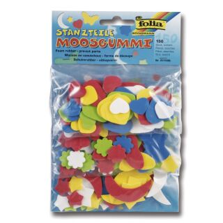 Moosgummi Stanzteile "Herzen, Mond & Sterne, Blumen & Schmetterlinge" - 150 Stück, sortiert, 1 St.
