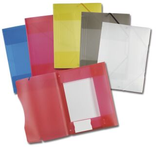 Sammelmappe mit Gummiband, DIN A4,transparent, 5 Farben, 5 St.
