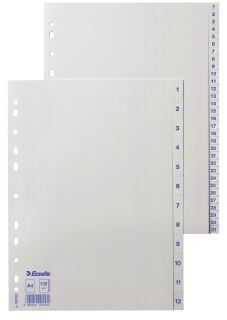 Zahlenregister Economy 1-12, A4, PP, 12 Blatt, weiß, Plastik, 10 St.