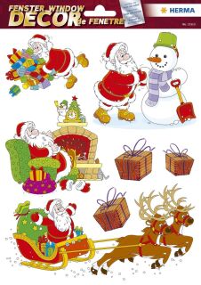 15113 Fensterbilder Weihnachtsmänner - 7 Stück, 1 St.