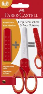 Schulschere GRIP - rot, rund, inkl. Klingenschutz und Softgriffzone, 1 St.