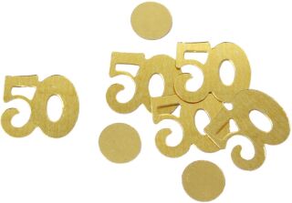 Konfetti Zahl 50 - 10 g, ca. 15 mm, gold, 5 St.