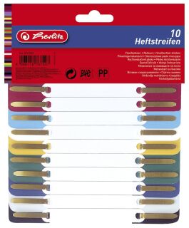 Heftstreifen - 34 x 150 mm, PP-Folie, 10 Stück, sortiert, 1 VPE