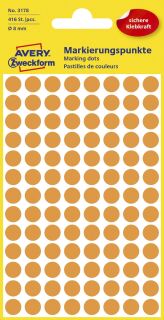 3178 Markierungspunkte - Ø 8 mm, 4 Blatt/416 Etiketten, leuchtorange, 1 St.