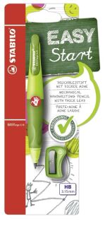 Ergonomischer Druck-Bleistift für Rechtshänder - EASYergo 3.15 in hellgrün/dunkelgrün - Einzelstift - inklusive 1 dicken Mine - Härtegrad HB & Spitzer, 1 St.