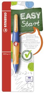 Ergonomischer Druck-Bleistift für Rechtshänder - EASYergo 1.4 in ultramarinblau/neonorange - Einzelstift - inklusive 3 dünner Minen - Härtegrad HB, 1 St.