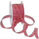 Zierband Karo - 10 mm x 20 m, rot/weiß, 1 St.