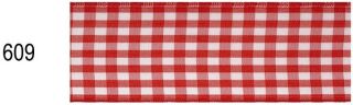 Zierband mit Draht Karo 40 mm x 20 m, rot/weiß, 1 St.