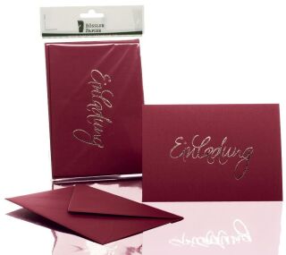 Briefkarte Einladung - B6 HD, 5 Karten/5 Umschläge, rosso, 1 St.
