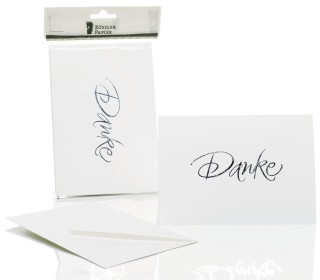 Briefkarte Danke - B6 HD, 5 Karten/5 Umschläge, weiß, 6 St.