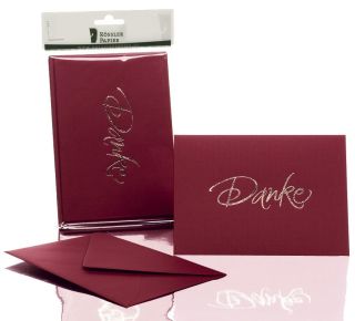 Briefkarte Danke - B6 HD, 5 Karten/5 Umschläge, rosso, 6 St.