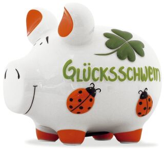 Spardose Schwein "Glücksschwein" - Keramik, mittel, 2 St.