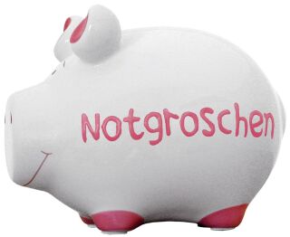 Spardose Schwein "Notgroschen" - Keramik, klein, 3 St.