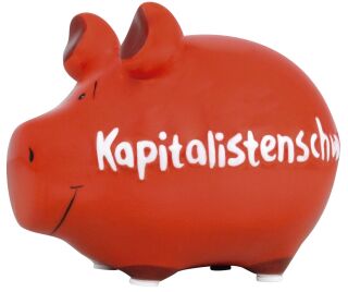 Spardose Schwein "Kapitalistenschwein" - Keramik, klein, 3 St.