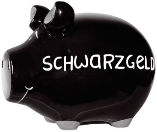 Spardose Schwein "Schwarzgeld" - Keramik, schwarz, mittel, 2 St.