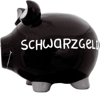 Spardose Schwein "Schwarzgeld" - Keramik, groß, 1 St.