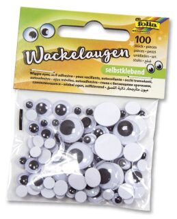 Wackelaugen - 6 Größen sortiert, selbstklebend, 100 Stück , 1 St.