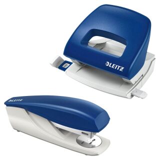 AKTION: LEITZ Locher und Heftgeräte Set NeXXt 5038 und 5500 blau/grau + GRATIS 200 Heftklammern 24/6