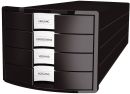 Schubladenbox IMPULS - A4/C4, 4 geschlossene Schubladen, schwarz, 1 St.
