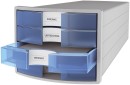 Schubladenbox IMPULS - A4/C4, 4 geschlossene Schubladen, lichtgrau/transluzent-blau, 1 St.