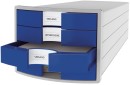 Schubladenbox IMPULS - A4/C4, 4 geschlossene Schubladen, lichtgrau/blau, 1 St.