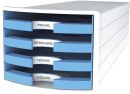 Schubladenbox IMPULS - A4/C4, 4 offene Schubladen, weiß/hellblau, 1 St.
