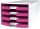 Schubladenbox IMPULS - A4/C4, 4 offene Schubladen, weiß/pink, 1 St.