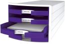 Schubladenbox IMPULS - A4/C4, 4 offene Schubladen, weiß/lila, 1 St.