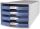 Schubladenbox IMPULS - A4/C4, 4 offene Schubladen, lichtgrau/transluzent-blau, 1 St.