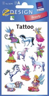 Z-Design 56390, Kinder Tattoos, Elfen, Einhörner, 1 Bogen/11 Tattoo, 10 St.