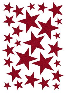 15129 Sticker MAGIC Sterne - rot, glittery, 10 St.