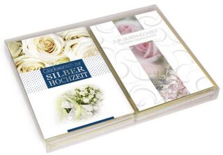Silberhochzeitskarte - inkl. Umschlag, 20 Stück sortiert, 1 St.