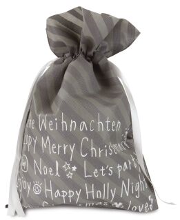 Weihnachtssack mit Text - 30 x 45 cm, grau, 1 St.