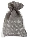 Weihnachtssack mit Text - 30 x 45 cm, grau, 1 St.