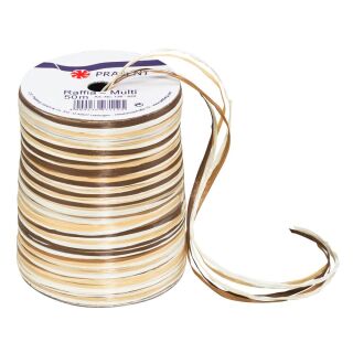 PRÄSENT Geschenkband Raffia matt braun/creme 3,0 mm x 50,0 m