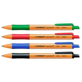 STABILO Kugelschreiber pointball orange Schreibfarbe farbsortiert, 4 St.