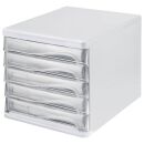 helit Schubladenbox  transparent H6129902, DIN A4 mit 5...