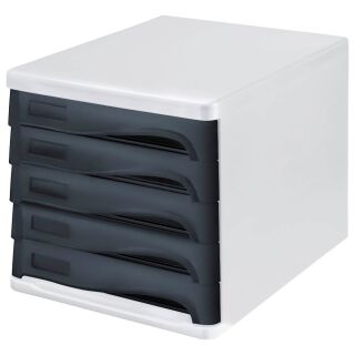 helit Schubladenbox  schwarz H6129998, DIN A4 mit 5 Schubladen, 1 St.