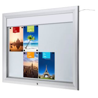 Showdown® Displays Schaukasten T LED silber 8x DIN A4 102,5 x 4,7 x 86,0 cm, 1 St.