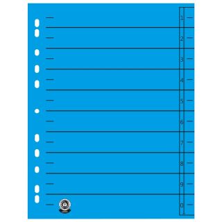 Wekre Trennblätter DIN A4 1-10 blau, 190 g/qm, 50 St.