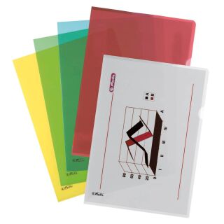 herlitz Sichthüllen DIN A4 farbsortiert genarbt 0,19 mm, 10 St.