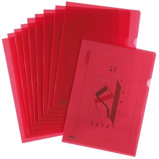 herlitz Sichthüllen DIN A4 rot genarbt 0,19 mm, 10 St.