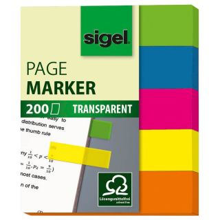 SIGEL Haftmarker transparent Haftmarker farbsortiert 5x 40 Streifen