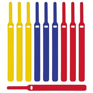 LABEL THE CABLE Klettkabelbinder BASIC STRAPS farbsortiert 17,0 cm x 1,4 cm, 10 St.