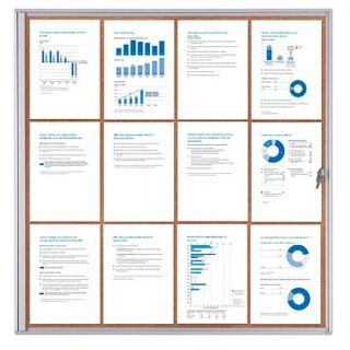 Showdown® Displays Schaukasten Economy XS Kork silber 12x DIN A4 93,1 x 2,6 x 96,3 cm, 1 St.