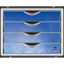 helit Schubladenbox the chameleon  blau H6129634, DIN A4 mit 4 Schubladen, 1 St.