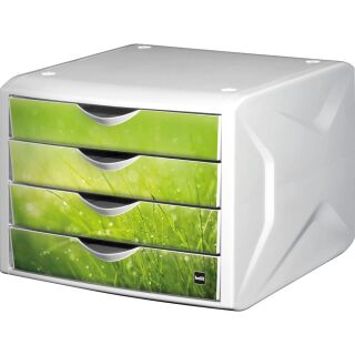 helit Schubladenbox the chameleon  grün H6129650, DIN A4 mit 4 Schubladen, 1 St.