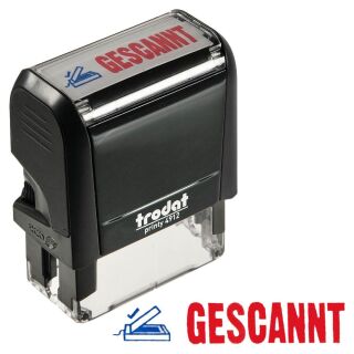 "trodat Textstempel ""Gescannt"" printy 4912 office selbstfärbend blau, rot ohne Logo, 1 St."
