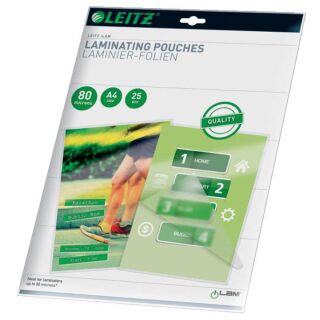 LEITZ Laminierfolien 16917 glänzend für A4 80 micron, 25 St.