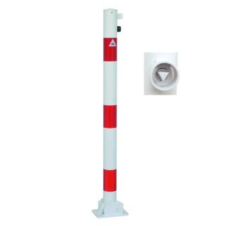 Absperrfosten aus Stahlrohr Ø 60 mm, umlegbar, mit Dreikantverschluss, zum Einbetonieren feuerverzinkt, mit Pulverbeschichtung